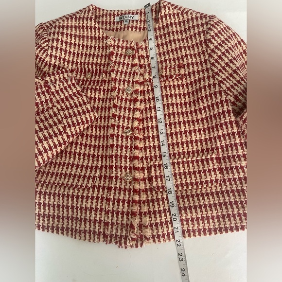 💎🤍🌷Stylish Red and White Houndstooth Jacket - Picture 9 of 14